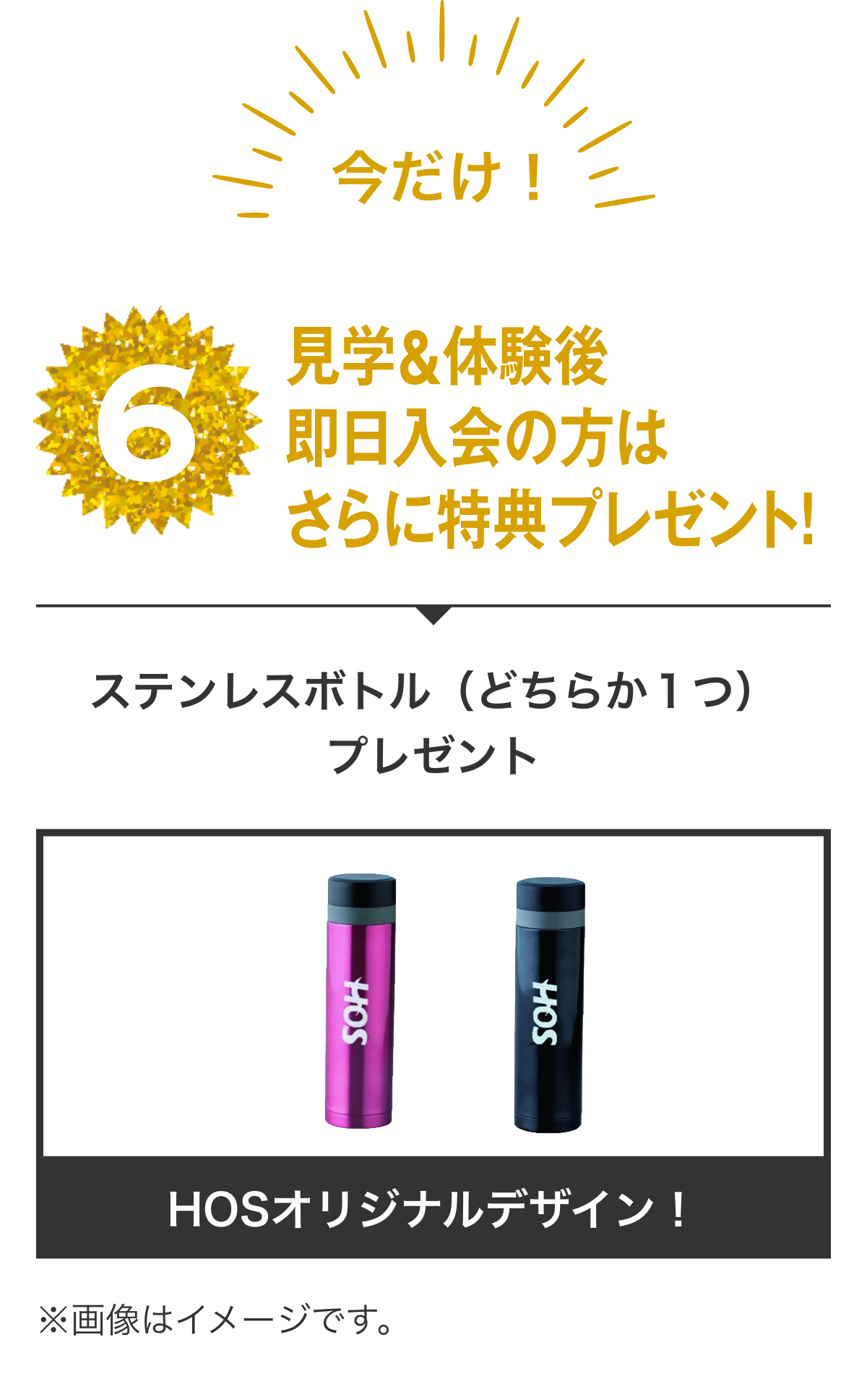 特典6 見学&体験後即日入会の方はさらに特典プレゼント